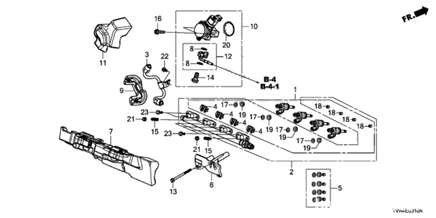 #1. Honda 16010-5PA-305, Injector Set, Fuel
#5. Honda 16453-5R1-J00, Seal Set, Injector
#10. Honda 16790-5PC-H02, Pump Assembly, Fuel High Pressure|bekomcar.com