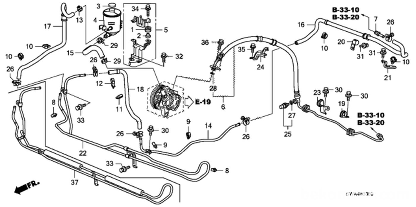 #4.  53701-SWA-A01Tank, Power Steering Oil
#6.  53713-SWA-A03Hose, Power Steering Feed
#16.  53732-SWA-A02Hose, Power Steering Return|贝科姆汽车 (bekomcar)