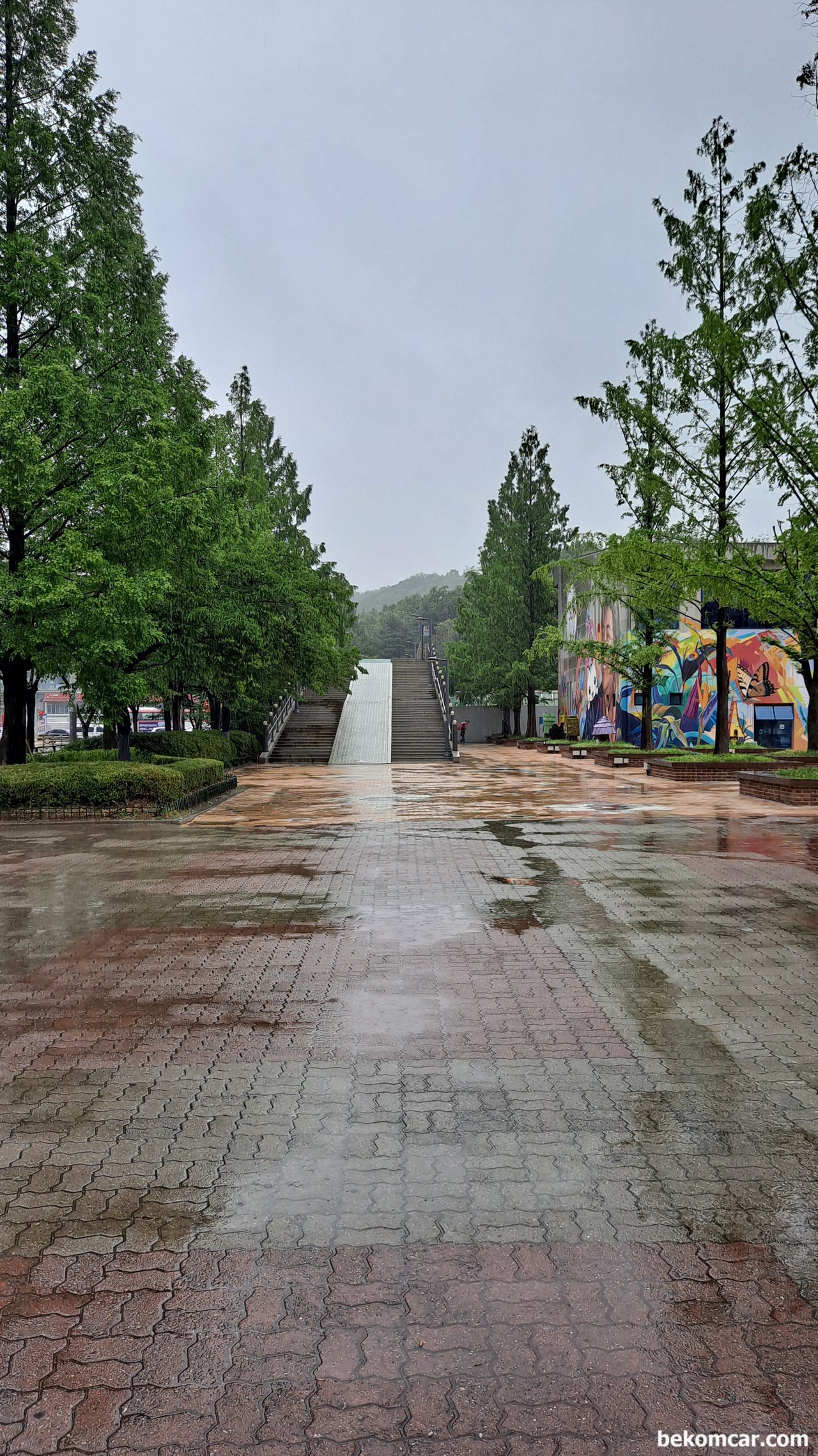 2022년 봄 비 내리는 일산의 거리모습, 2022년 봄 비 내리는 일산의 거리모습, 호수공원 가는 길목이다.|bekomcar.com