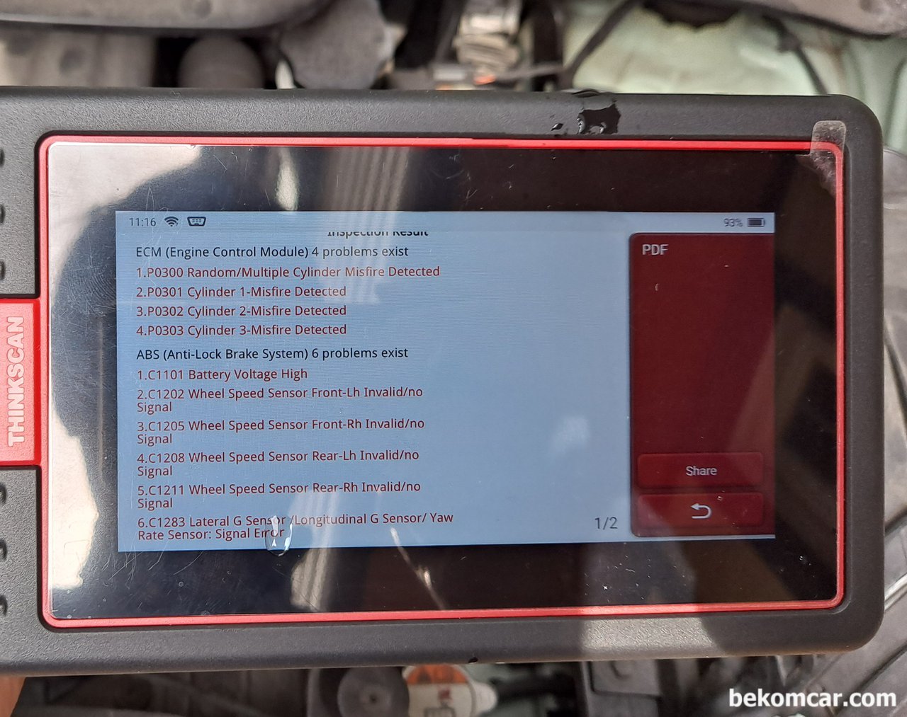 기아자동차 2016년 레이 고장코드 C1101 Battery Voltage High라고 뜨는데 뭐가 고장인가요? 카센터는 문제없다고 하고., 기아자동차 2016년 레이 고장코드 C1101 Battery Voltage High 상태 와 ABS 휠 스피드센서 오류와 실화 고장코드 진단결과.|베콤카 (bekomcar.com)