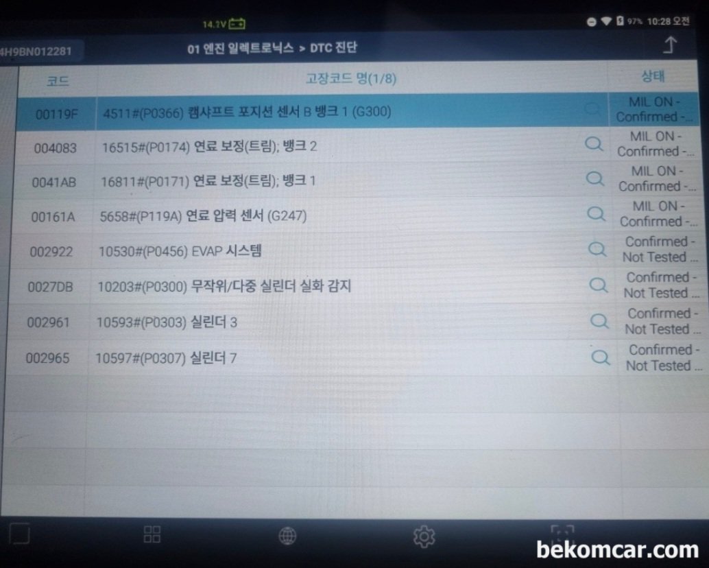 아우디 2012 A8 P0456 P0171등 고장코드가 나와서 카센터는 헤드교환해야 한다고 하는데 어떨게 할가요?, 아우디 2012년 A8 고장코드 P0456 P0171 P0174등. 자료사진: Courtesy of https://cafe.naver.com/farhold|ベコムカー (bekomcar)