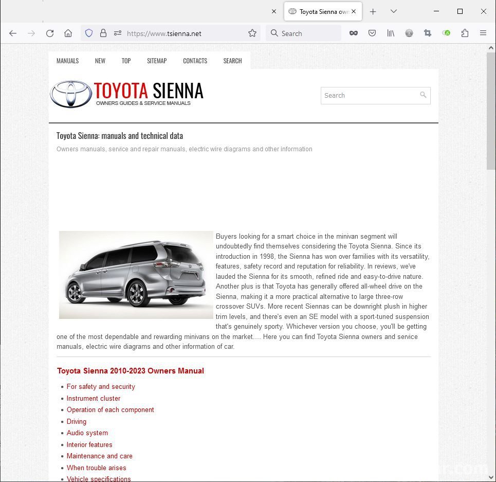 Toyota Sienna: manuals and technical data, |بيكومكار (bekomcar)