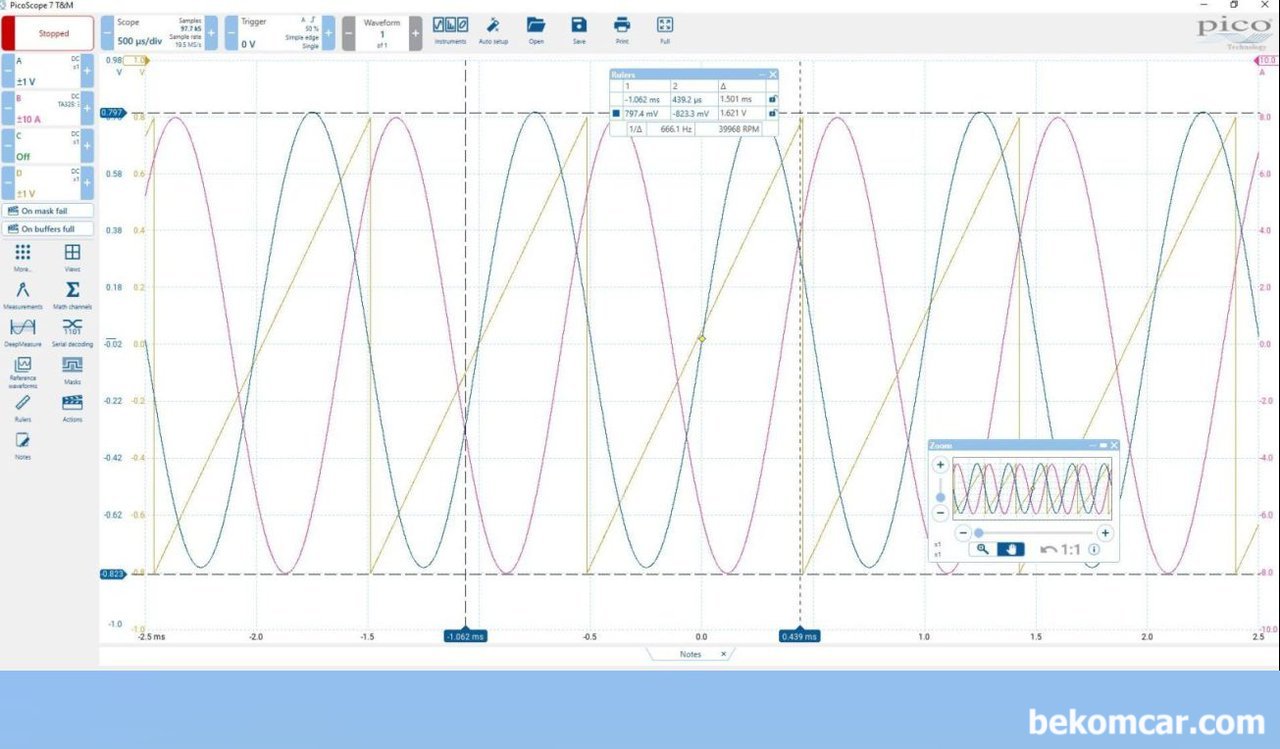 차량진단에 필수인 오실로스코프, PicoScope 7 S/W 이해, 오실로스코프 PicoScope 7 소프트웨어 데모. 오실로스코프는 하드웨어도 중요하지만 더 중요한것은 소프트웨어 인다. 이번 피코스코프 버전 7 소프트웨어는 향후 메인 릴리스 (LTS) 버전이라고 알려져 있다.|베콤카 (bekomcar.com)