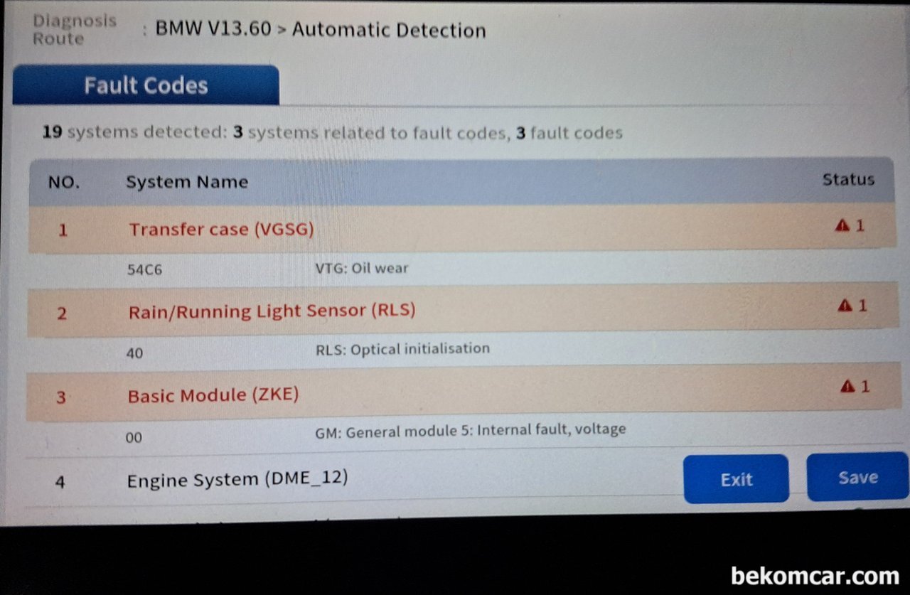 BMW X5 E53 2004년 54C6 고장코드 분석, BMW X5 E53 2004년 54C6 고장코드 분석결과, Transfer Case Oil 교환시점이 업데이트가 되지않아서 고장코드가 표시된것으로 판단된다. 항상 작업후에는 리셋을 하여주어야 한다.|بيكومكار (bekomcar)