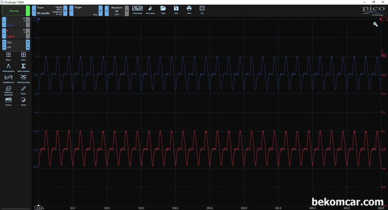 피코스코프 2204A PicoScope 2204A 파형분석, 피코스코프 2204A PicoScope 2204A 파형분석, 오실로스코프 이용 차량진단 방법론은 시스템화 되어 베콤카인증 정비소에 보급될것이다. Micsig의 100Mhz, 4채널, 1G/s 샘플링 오실로스코프 그리고 피코스코프는 서로 보완해주는 측정장비이다. 현장에서는 상황별로 2채널 4채널을 선택적으로 사용하면 된다.|بيكومكار (bekomcar)